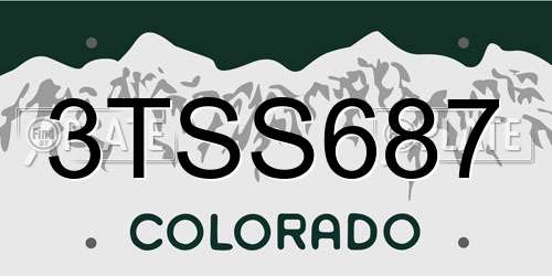 3TSS687 Colorado License Plate