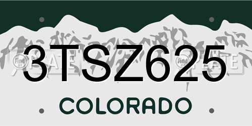 3TSZ625 Colorado License Plate