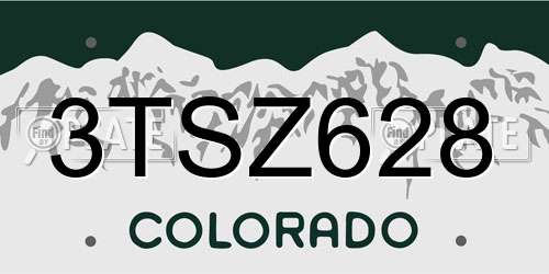 3TSZ628 Colorado License Plate