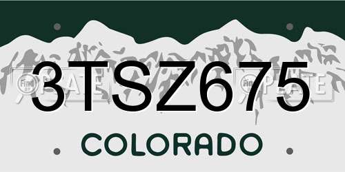 3TSZ675 Colorado License Plate