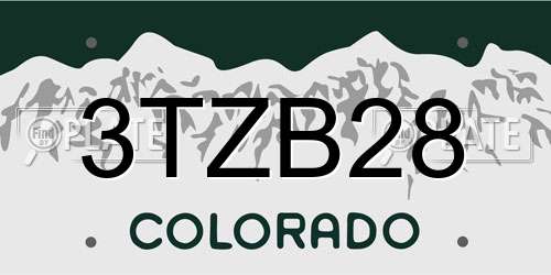 3TZB28 Colorado License Plate