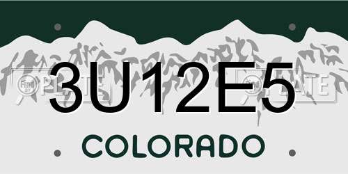 3U12E5 Colorado License Plate