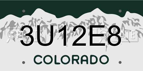 3U12E8 Colorado License Plate