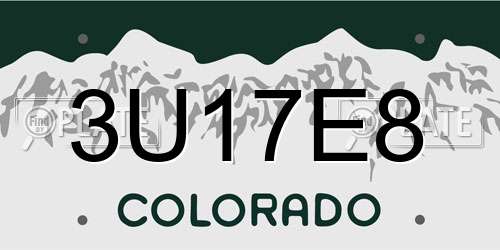 3U17E8 Colorado License Plate
