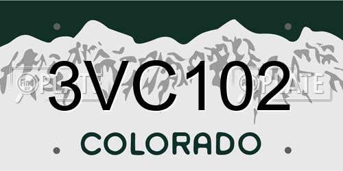 3VC102 Colorado License Plate