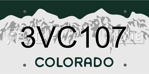 3VC107 Colorado License Plate