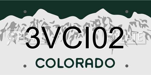 3VCI02 Colorado License Plate