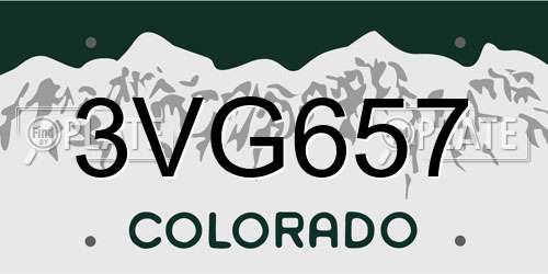 3VG657 Colorado License Plate