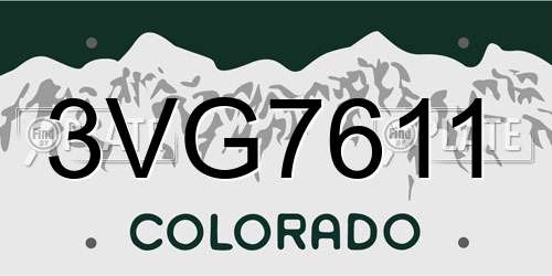 3VG7611 Colorado License Plate