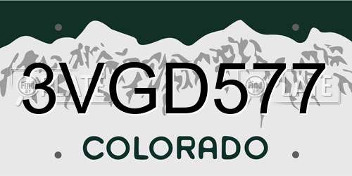 3VGD577 Colorado License Plate