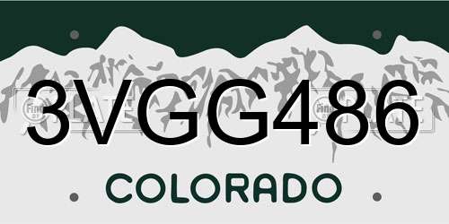 3VGG486 Colorado License Plate