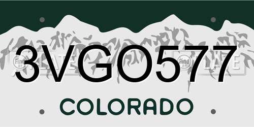 3VGO577 Colorado License Plate