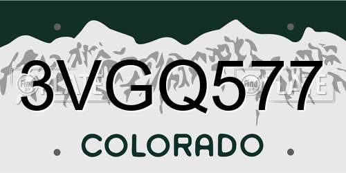 3VGQ577 Colorado License Plate