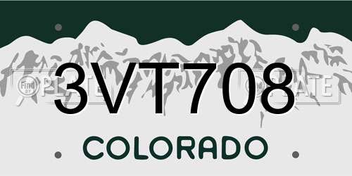 3VT708 Colorado License Plate