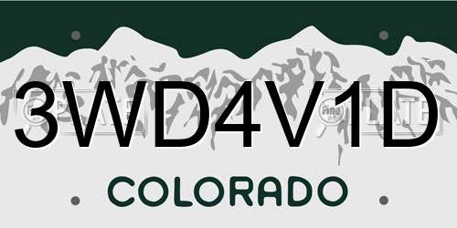 3WD4V1D Colorado License Plate