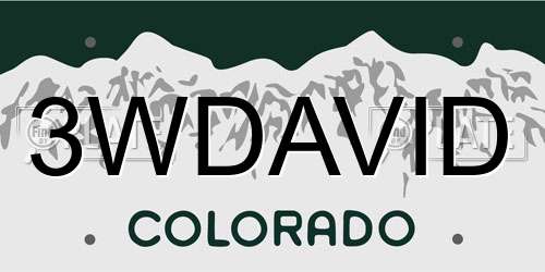3WDAVID Colorado License Plate