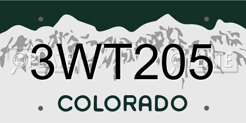 3WT205 Colorado License Plate