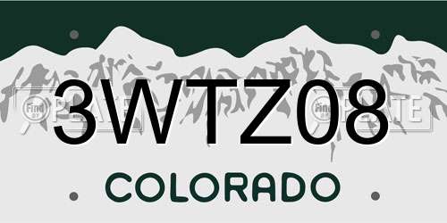 3WTZ08 Colorado License Plate