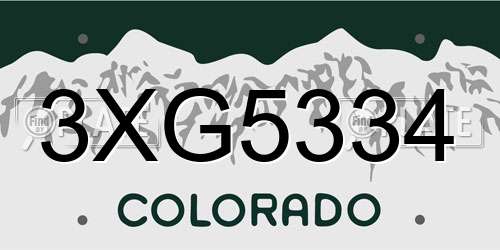 3XG5334 Colorado License Plate