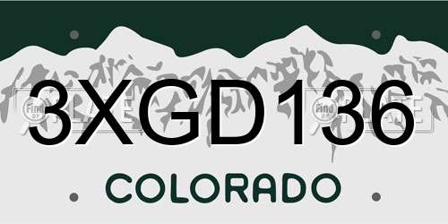 3XGD136 Colorado License Plate