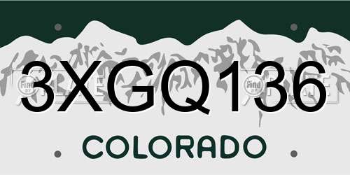 3XGQ136 Colorado License Plate