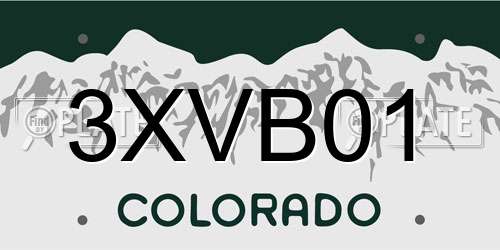 3XVB01 Colorado License Plate