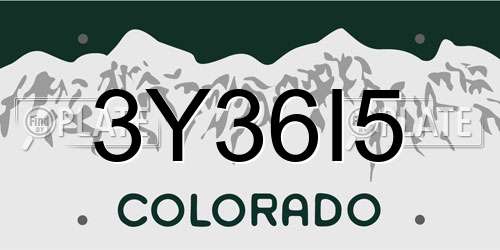 3Y36I5 Colorado License Plate