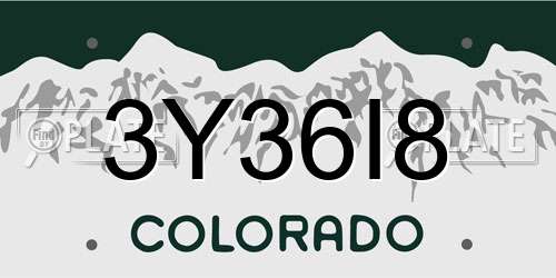 3Y36I8 Colorado License Plate