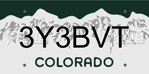 3Y3BVT Colorado License Plate