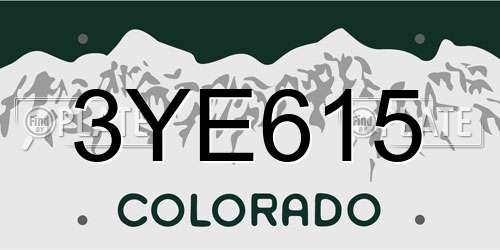 3YE615 Colorado License Plate