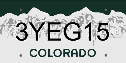 3YEG15 Colorado License Plate