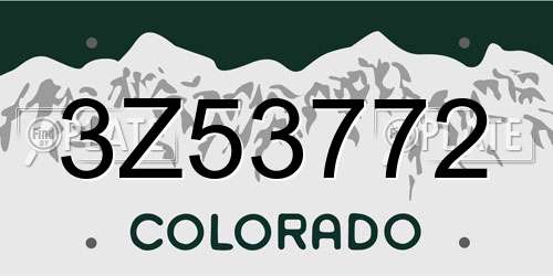 3Z53772 Colorado License Plate
