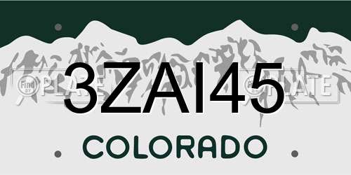 3ZAI45 Colorado License Plate