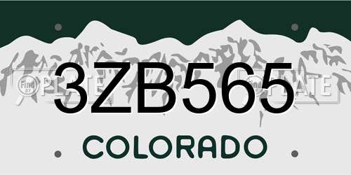 3ZB565 Colorado License Plate