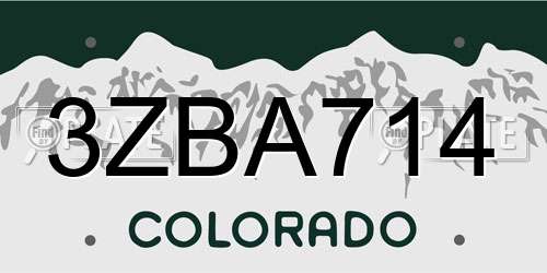 3ZBA714 Colorado License Plate