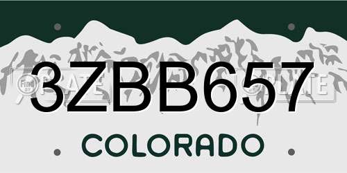 3ZBB657 Colorado License Plate