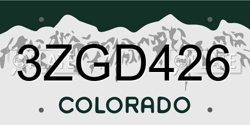 3ZGD426 Colorado License Plate