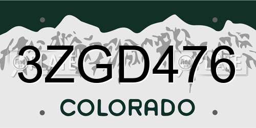 3ZGD476 Colorado License Plate