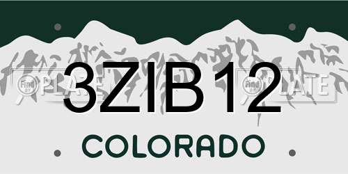 3ZIB12 Colorado License Plate