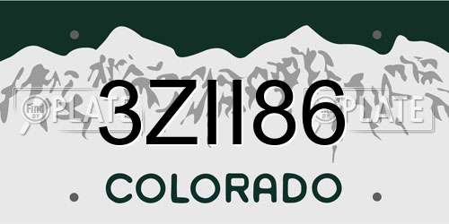 3ZII86 Colorado License Plate