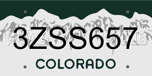 3ZSS657 Colorado License Plate