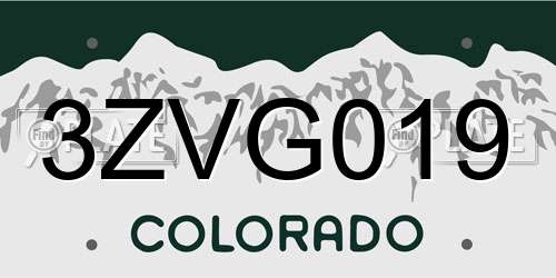 3ZVG019 Colorado License Plate