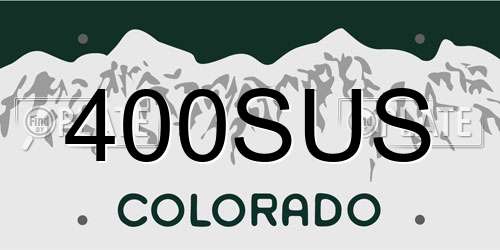 400SUS Colorado License Plate
