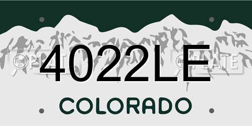 4022LE Colorado License Plate