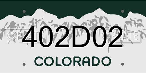 402D02 Colorado License Plate