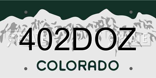 402DOZ Colorado License Plate