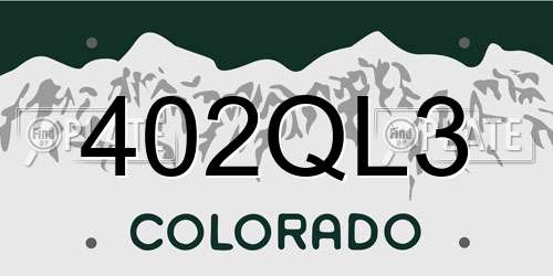 402QL3 Colorado License Plate