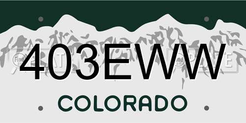 403EWW Colorado License Plate