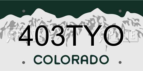 403TYO Colorado License Plate