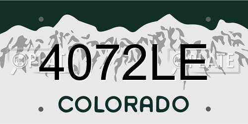 4072LE Colorado License Plate